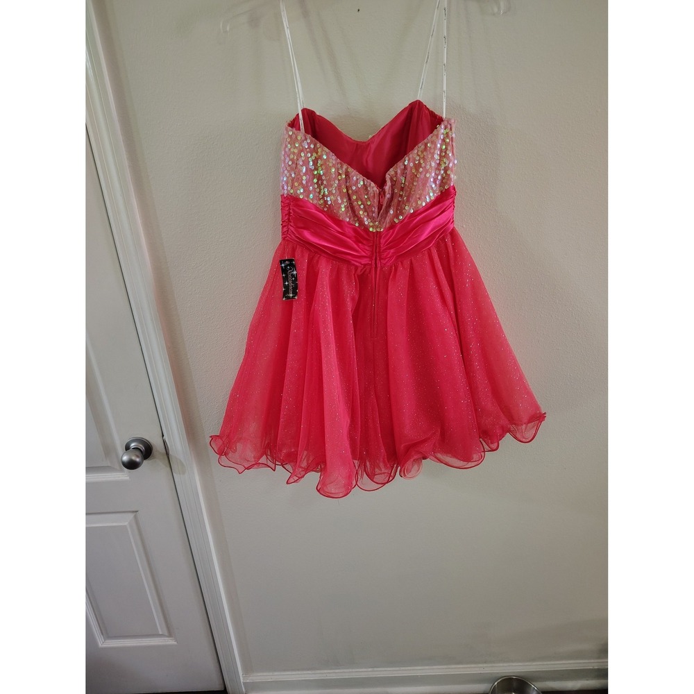 Xtraordinary Pink Sequin Glitter‎ Tulle Strapless Homecoming Prom Dress  NWT